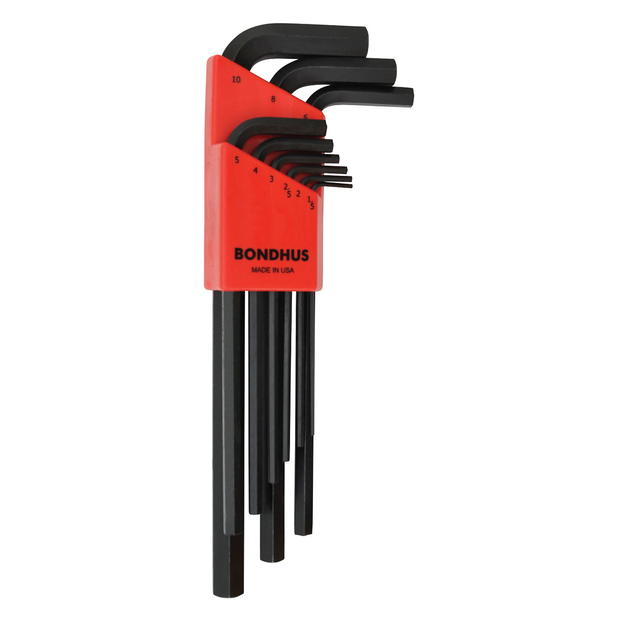 Bondhus Long Hex L-wrench Set of 9, 1.5-10mm, Model 12199
